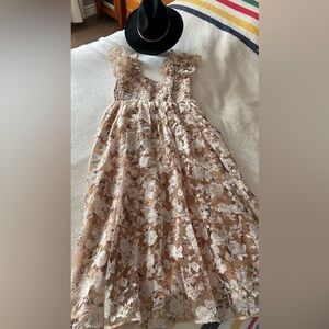 En Saison Floral Dress in Cream and Brown
